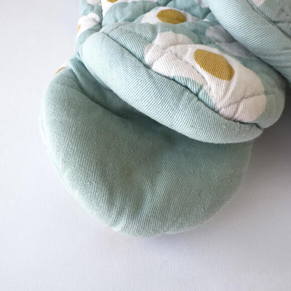 Teal Oven Mitts and Pot Holders Fried Egg Printed Set - Picture 2 of 6